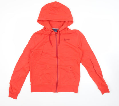 Nike Women's Red Full Zip Hoodie Sweatshirt Size M Cotton Blend