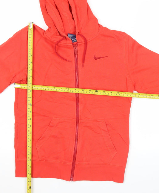 Nike Women's Red Full Zip Hoodie Sweatshirt Size M Cotton Blend