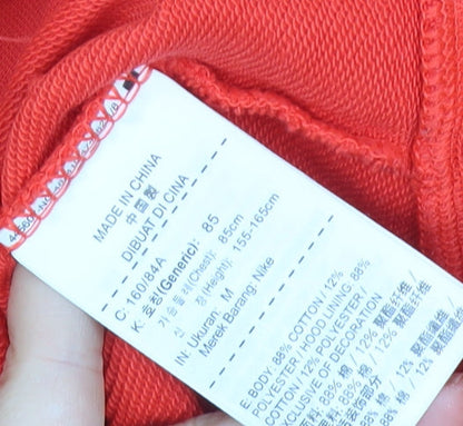 Nike Women's Red Full Zip Hoodie Sweatshirt Size M Cotton Blend