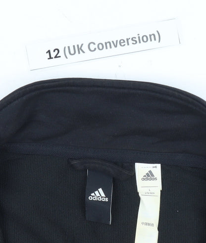 Adidas Womens Black Size 12 Track Jacket Full Zip Sportswear