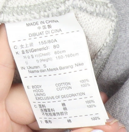 Nike Women Grey Full Zip Hoodie Sweatshirt S Regular Cotton Logo