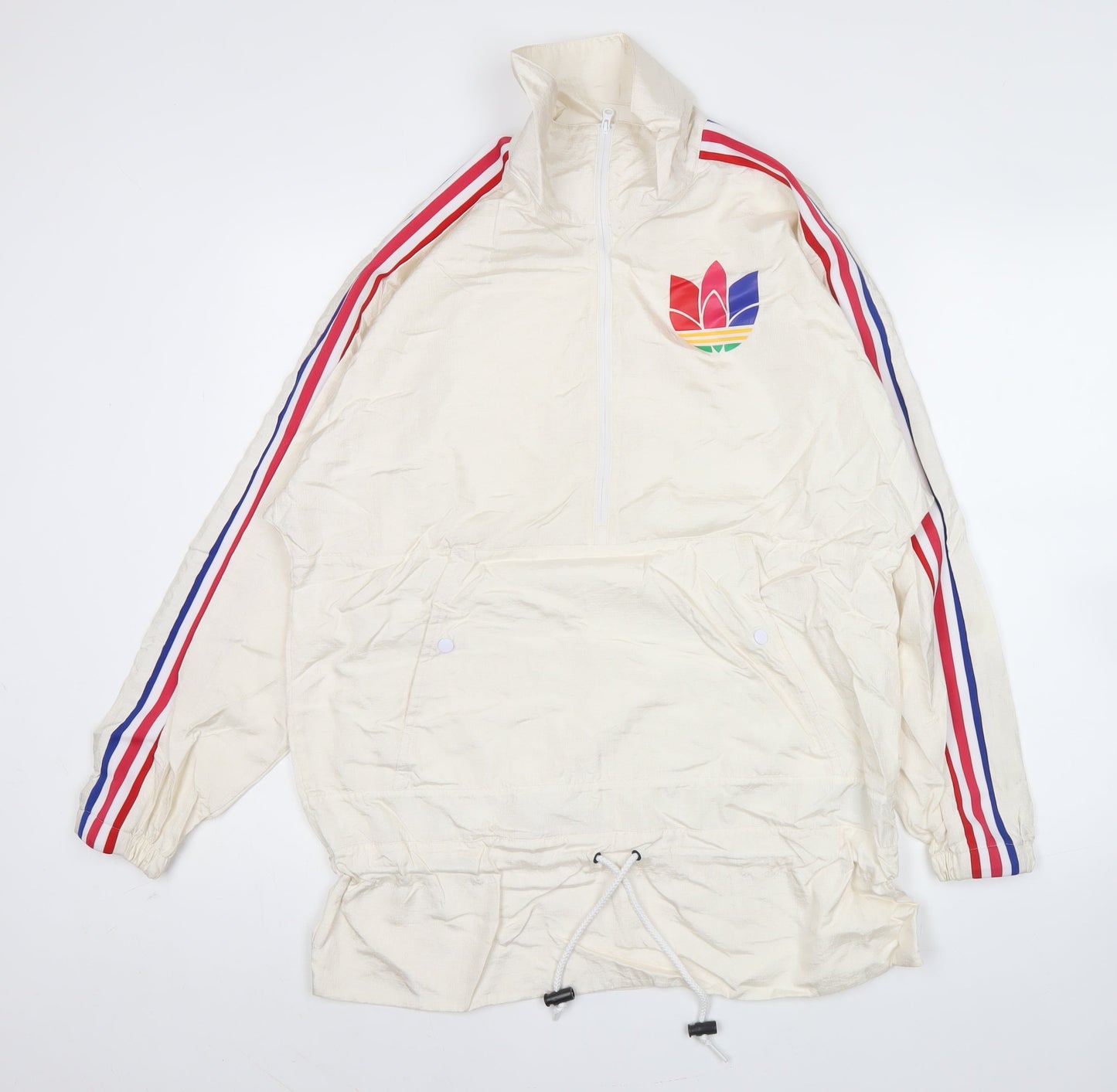 Adidas Men’s Beige S Windbreaker Jacket Nylon Sportswear