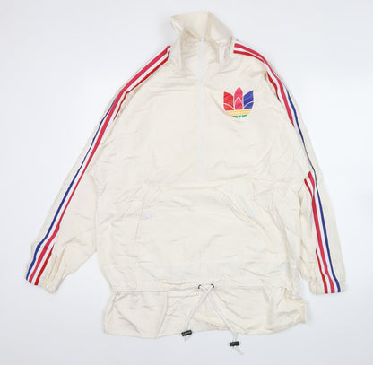 Adidas Men’s Beige S Windbreaker Jacket Nylon Sportswear
