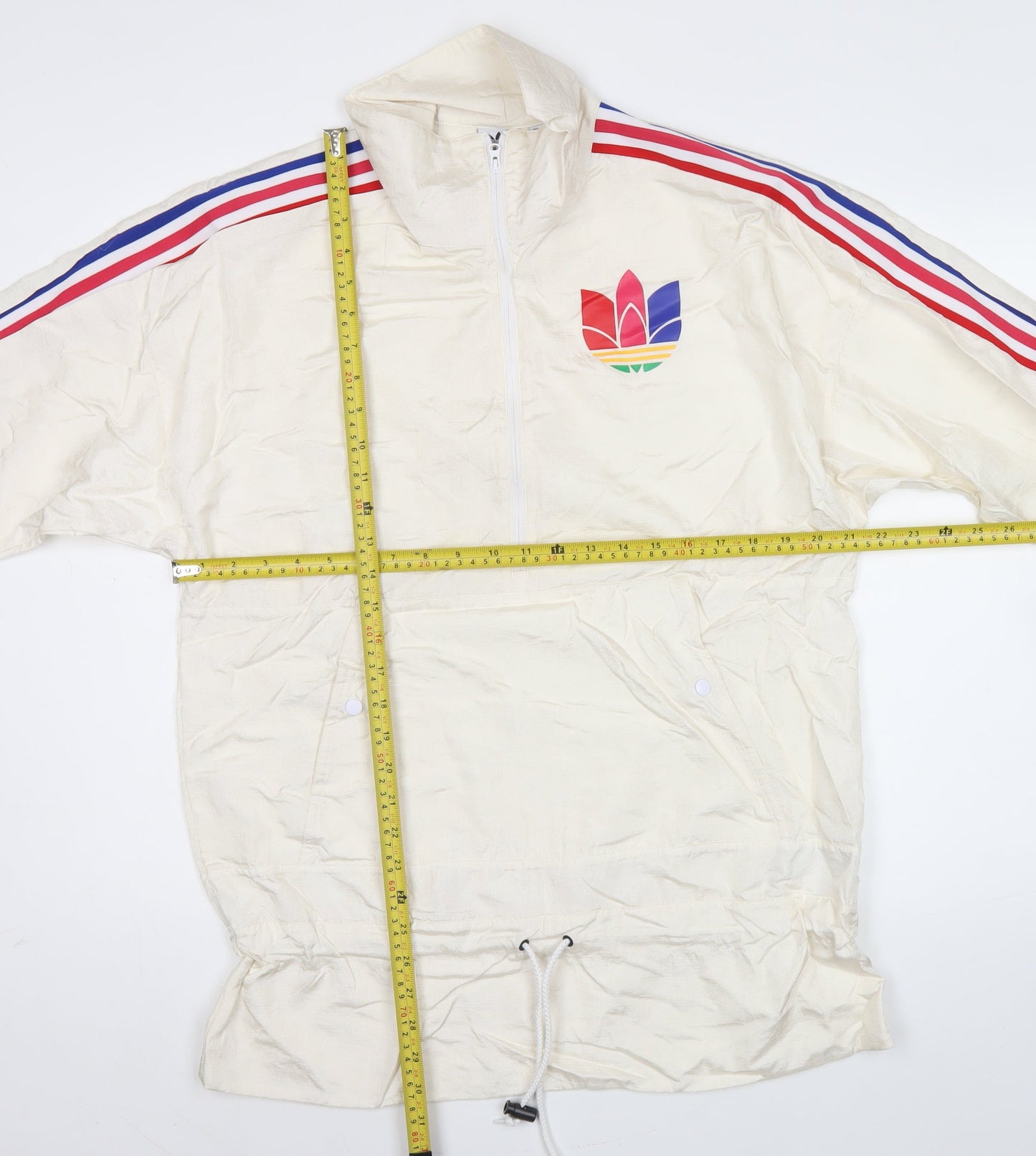 Adidas Men’s Beige S Windbreaker Jacket Nylon Sportswear