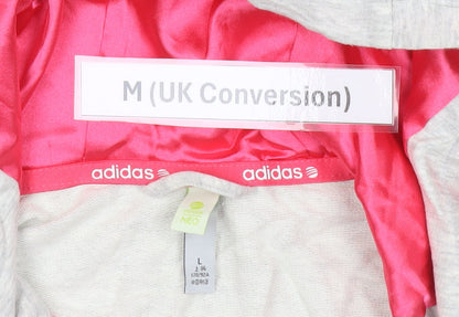 Adidas Womens Grey M Basic Jacket Hoodie Short Sleeve Cotton