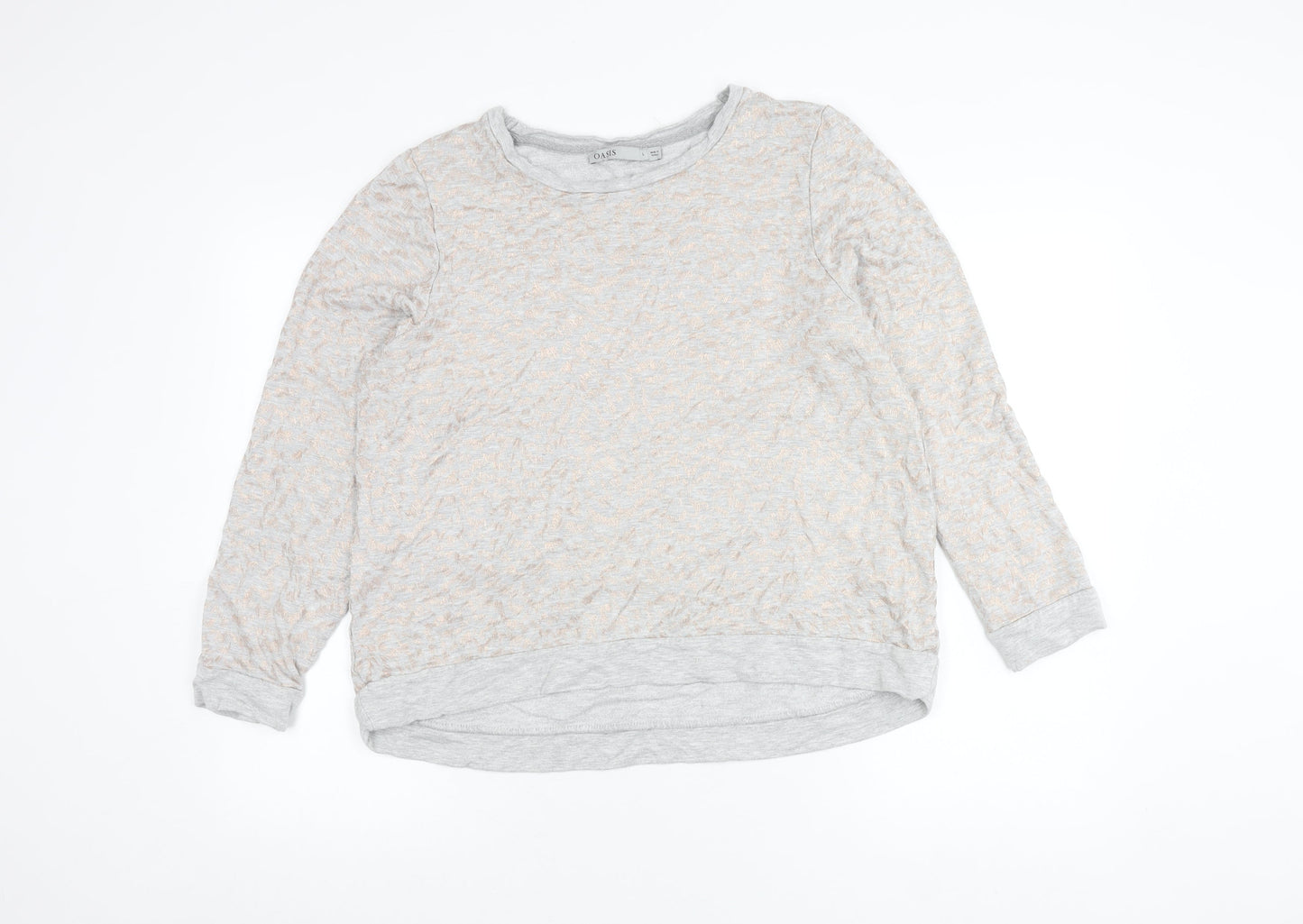 Oasis Women’s Grey Glitter Animal Print Pullover Sweatshirt L