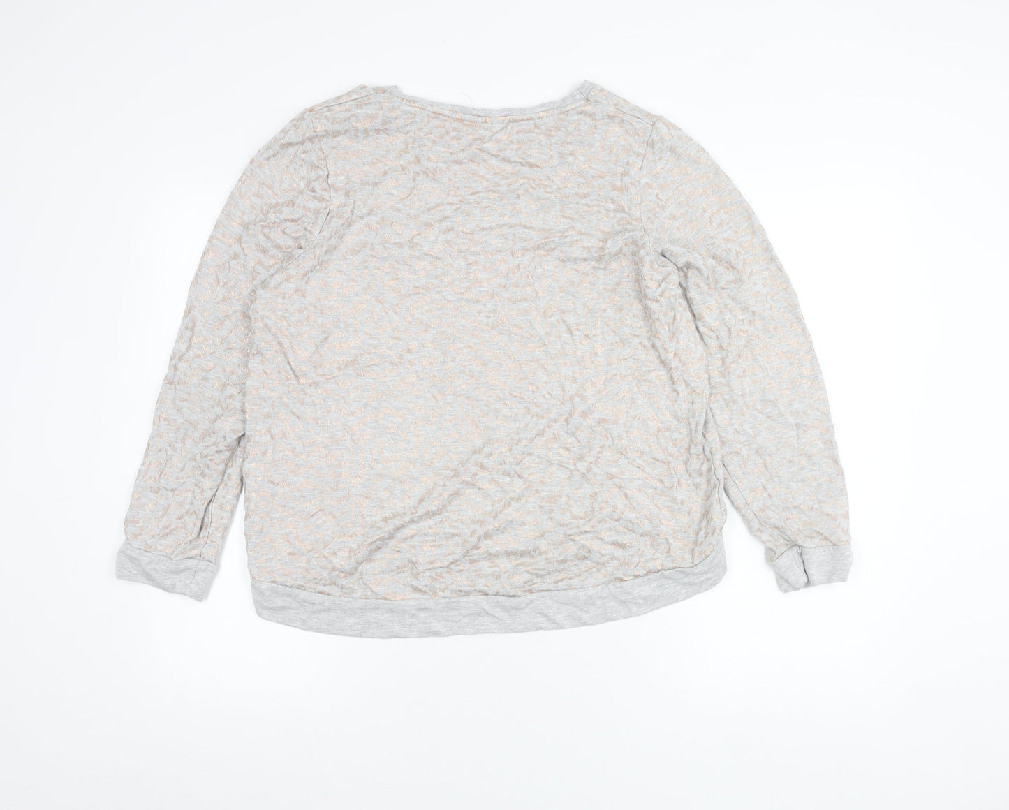 Oasis Women’s Grey Glitter Animal Print Pullover Sweatshirt L