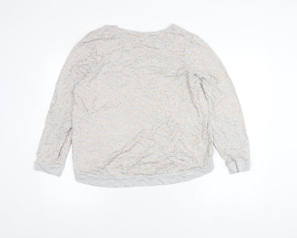 Oasis Women’s Grey Glitter Animal Print Pullover Sweatshirt L