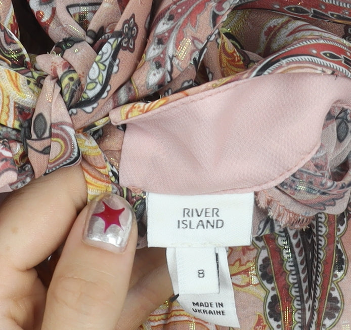Womens UK Size 8 River Island Pink Tunic Blouse