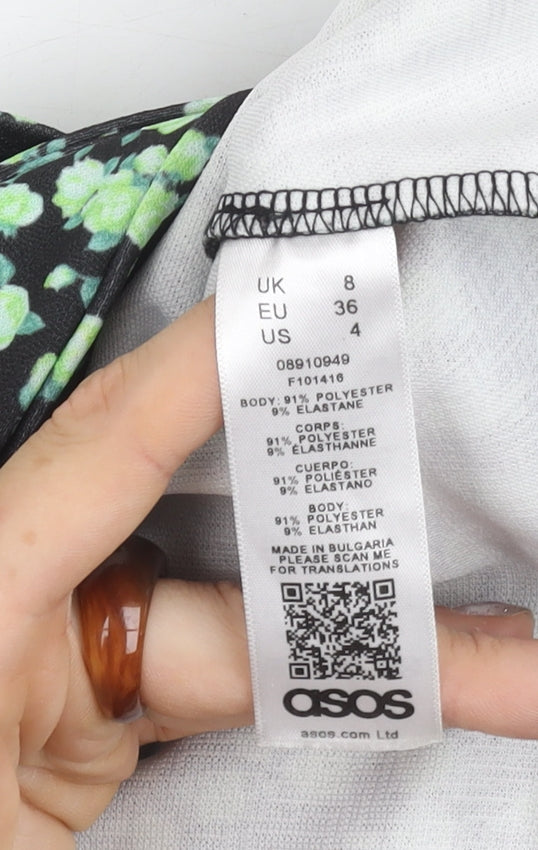 Womens UK Size 8 ASOS Black Cropped Blouse
