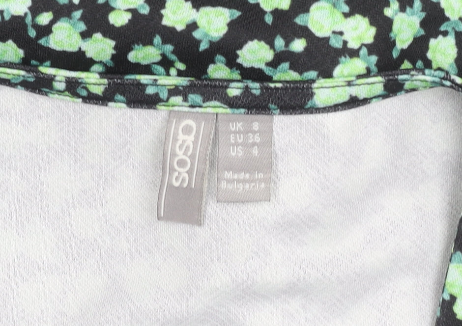 Womens UK Size 8 ASOS Black Cropped Blouse