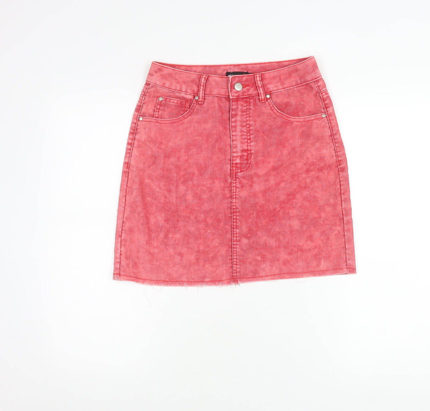 PrettyLittleThing Womens Pink Size 8 Corduroy Mini Skirt