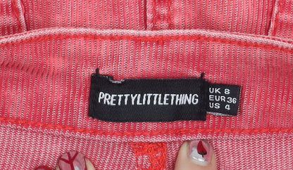 PrettyLittleThing Womens Pink Size 8 Corduroy Mini Skirt