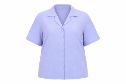 Bekerex Womens Purple Short Sleeve Button Up Shirt L