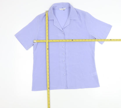 Bekerex Womens Purple Short Sleeve Button Up Shirt L
