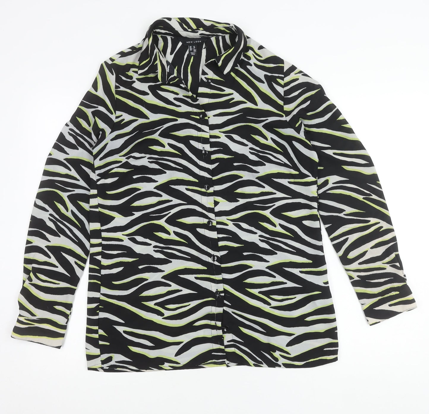New Look Womens Multicoloured Zebra Print Button-Up Shirt UK 10