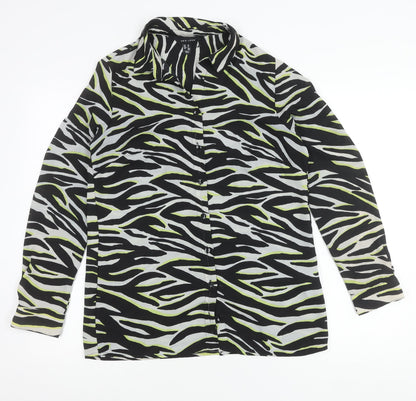 New Look Womens Multicoloured Zebra Print Button-Up Shirt UK 10
