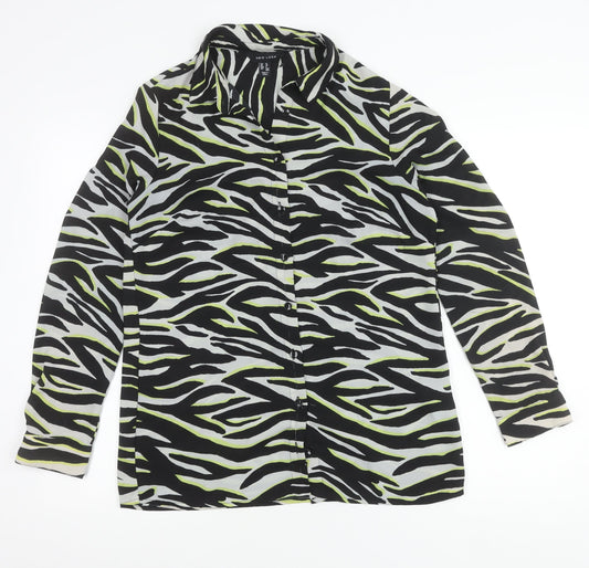 New Look Womens Multicoloured Zebra Print Button-Up Shirt UK 10