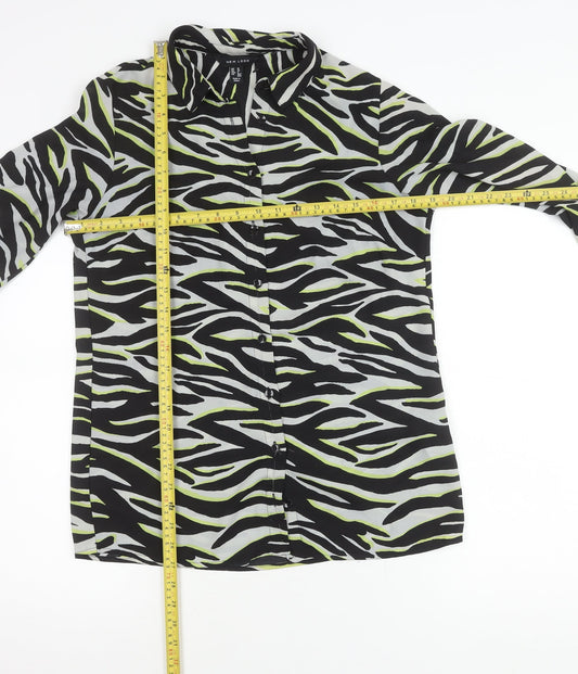 New Look Womens Multicoloured Zebra Print Button-Up Shirt UK 10