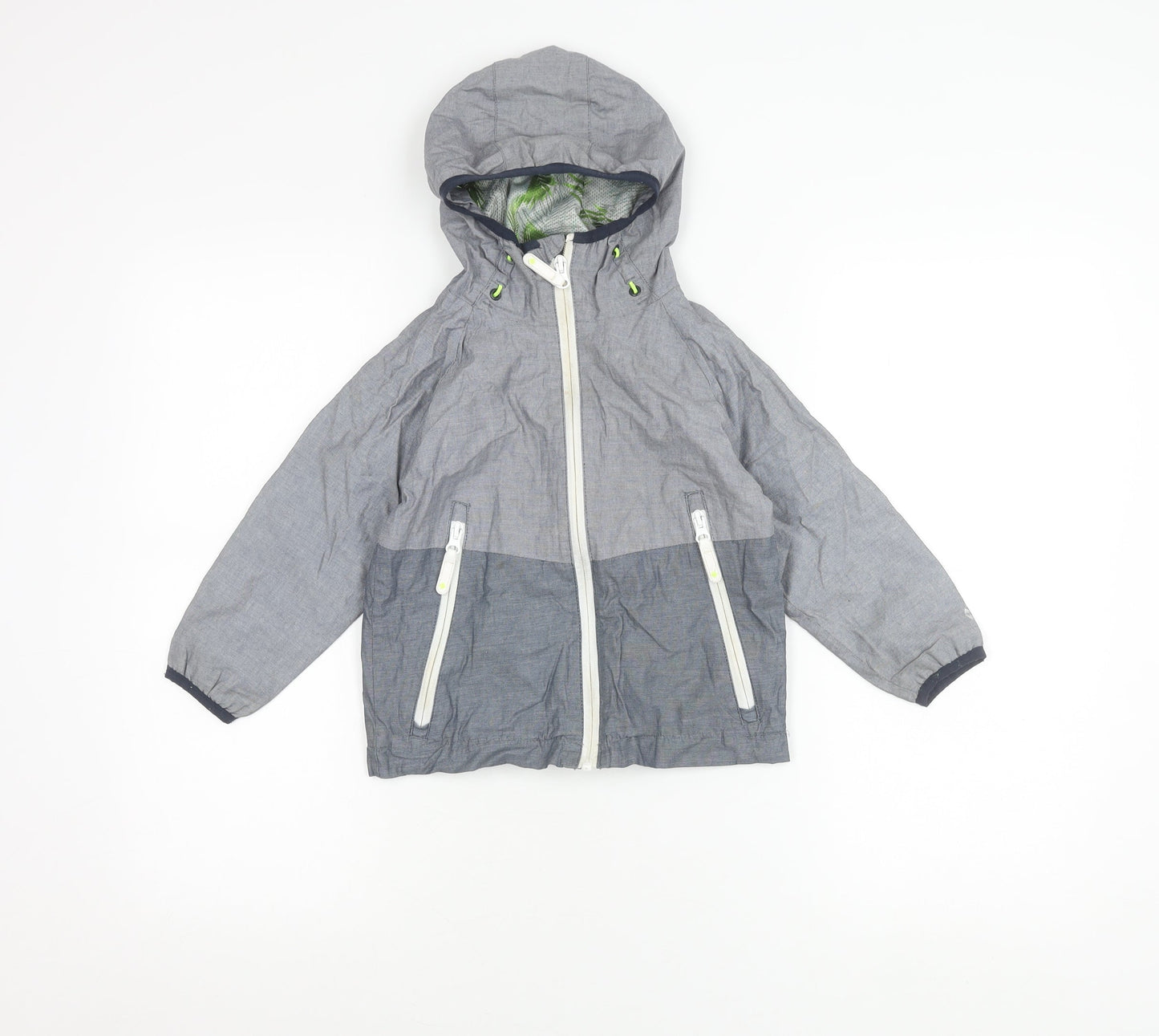Next Girls Grey Hooded Rain Coat Jacket Age 4 Years Cotton Zip Pockets