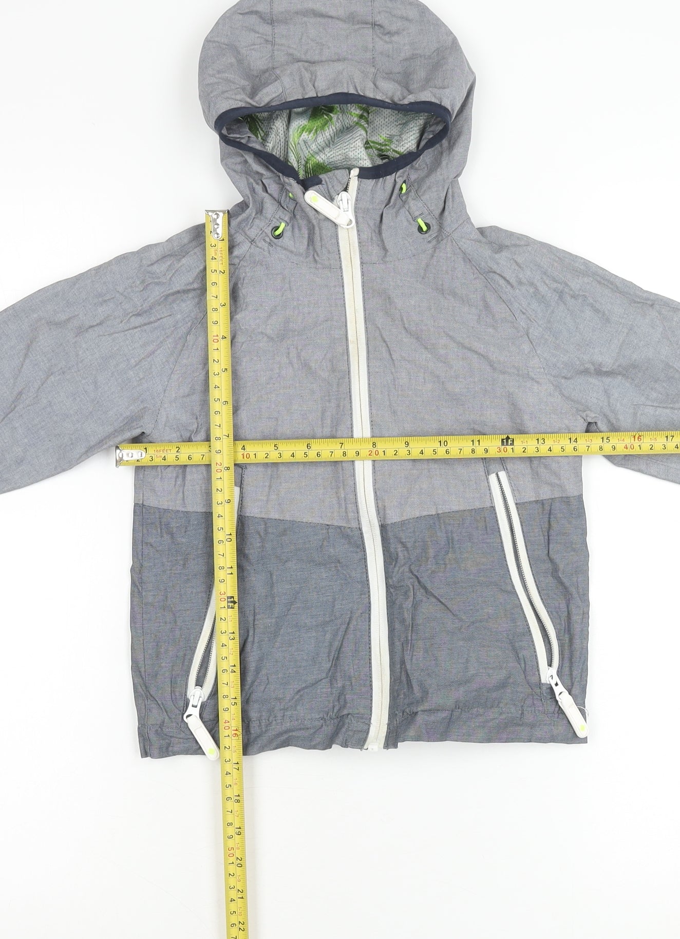 Next Girls Grey Hooded Rain Coat Jacket Age 4 Years Cotton Zip Pockets