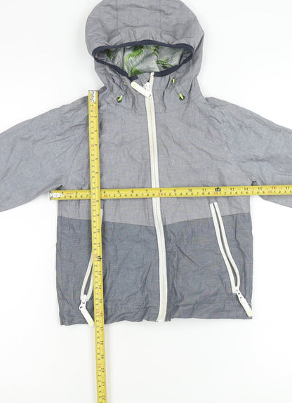 Next Girls Grey Hooded Rain Coat Jacket Age 4 Years Cotton Zip Pockets