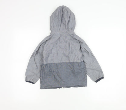 Next Girls Grey Hooded Rain Coat Jacket Age 4 Years Cotton Zip Pockets