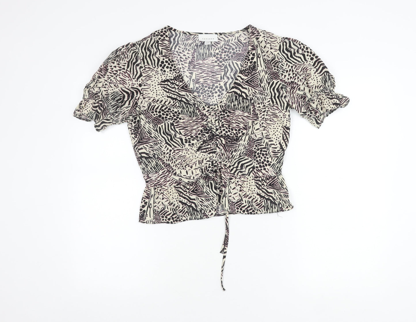 Womens UK Size 10 Topshop Multicoloured Wrap Blouse