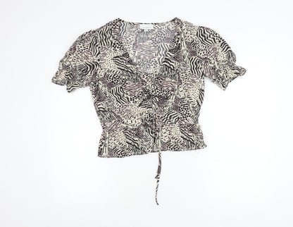 Womens UK Size 10 Topshop Multicoloured Wrap Blouse