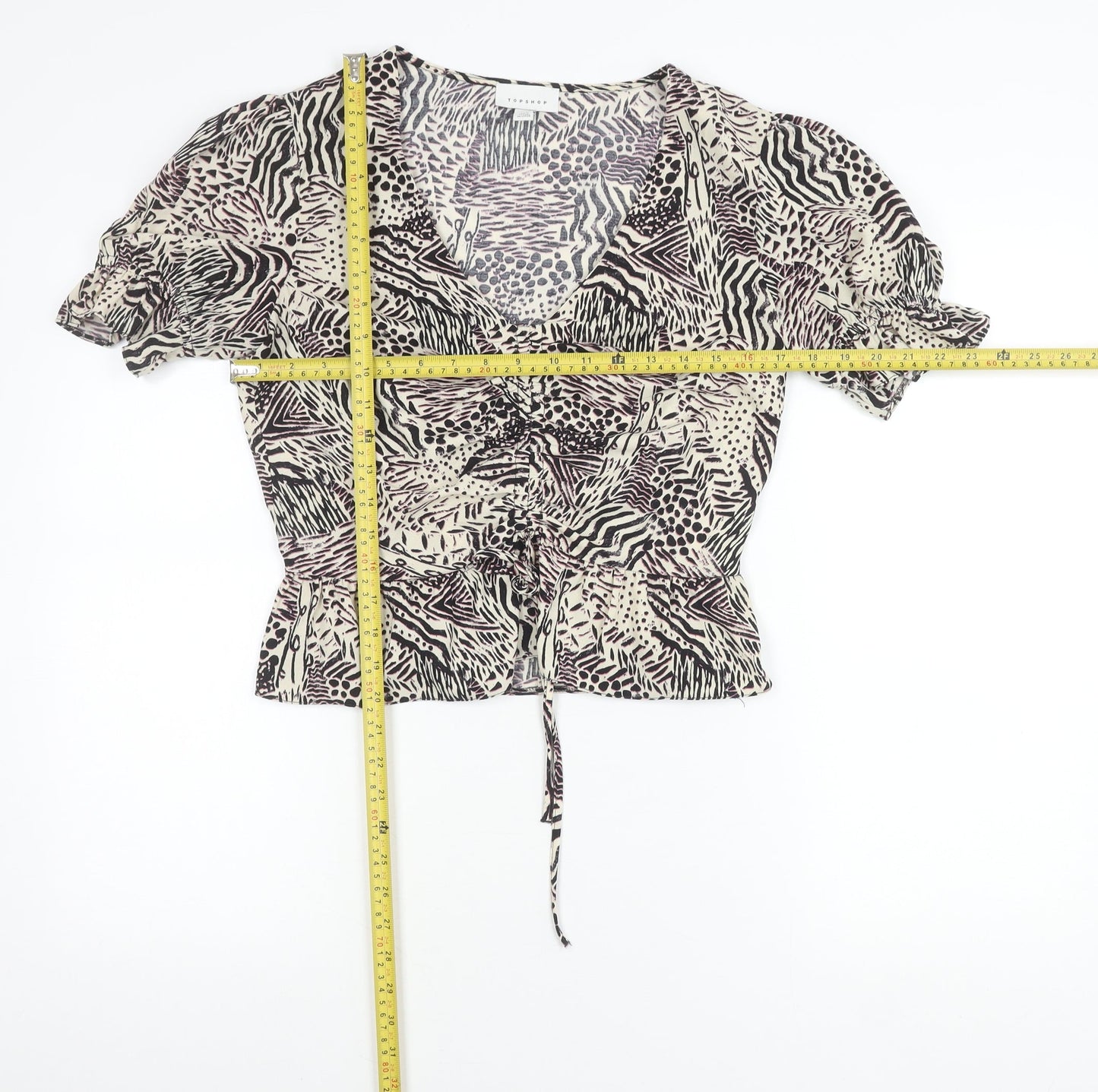 Womens UK Size 10 Topshop Multicoloured Wrap Blouse
