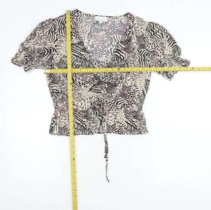 Womens UK Size 10 Topshop Multicoloured Wrap Blouse