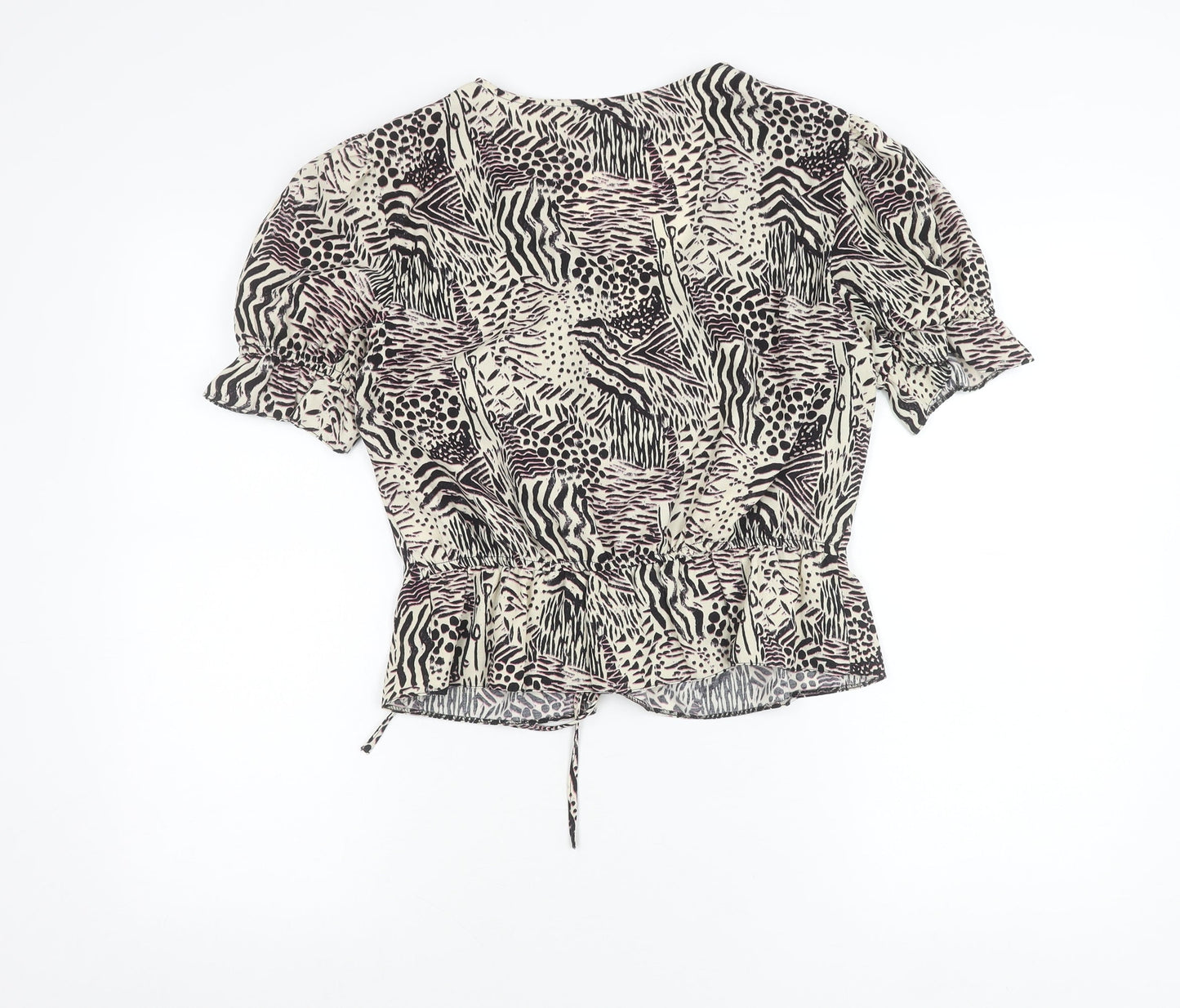Womens UK Size 10 Topshop Multicoloured Wrap Blouse