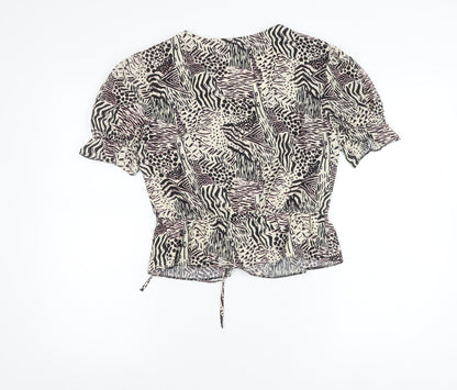 Womens UK Size 10 Topshop Multicoloured Wrap Blouse