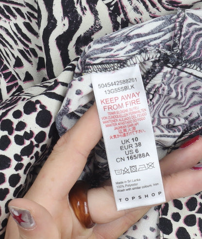 Womens UK Size 10 Topshop Multicoloured Wrap Blouse