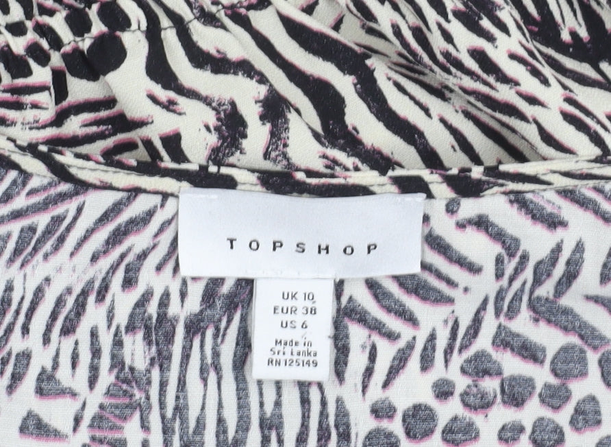Womens UK Size 10 Topshop Multicoloured Wrap Blouse