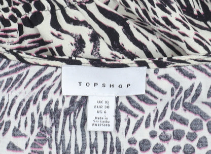 Womens UK Size 10 Topshop Multicoloured Wrap Blouse