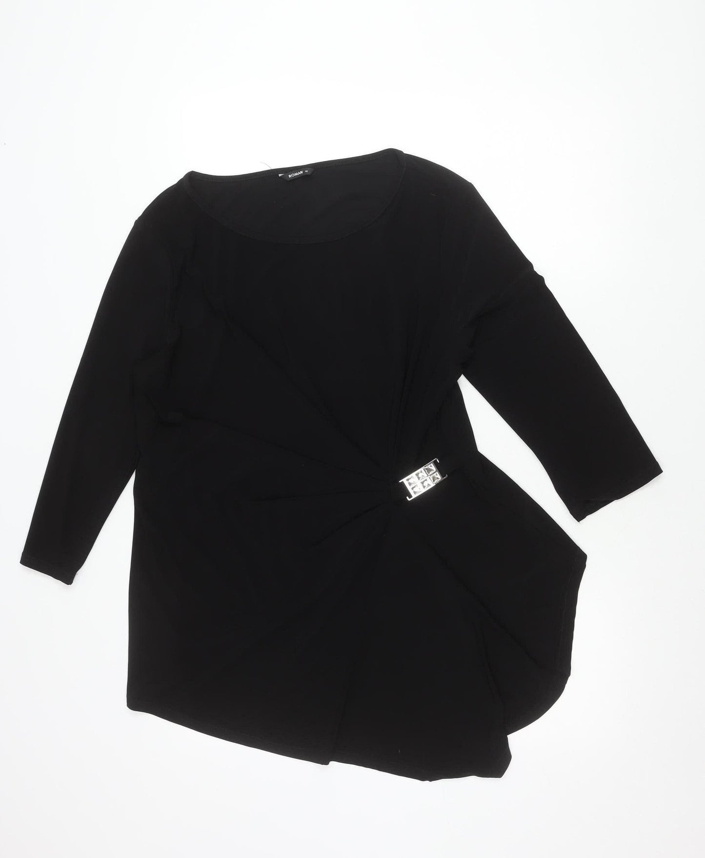Womens UK Size 18 Roman Black Tunic Blouse