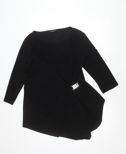 Womens UK Size 18 Roman Black Tunic Blouse
