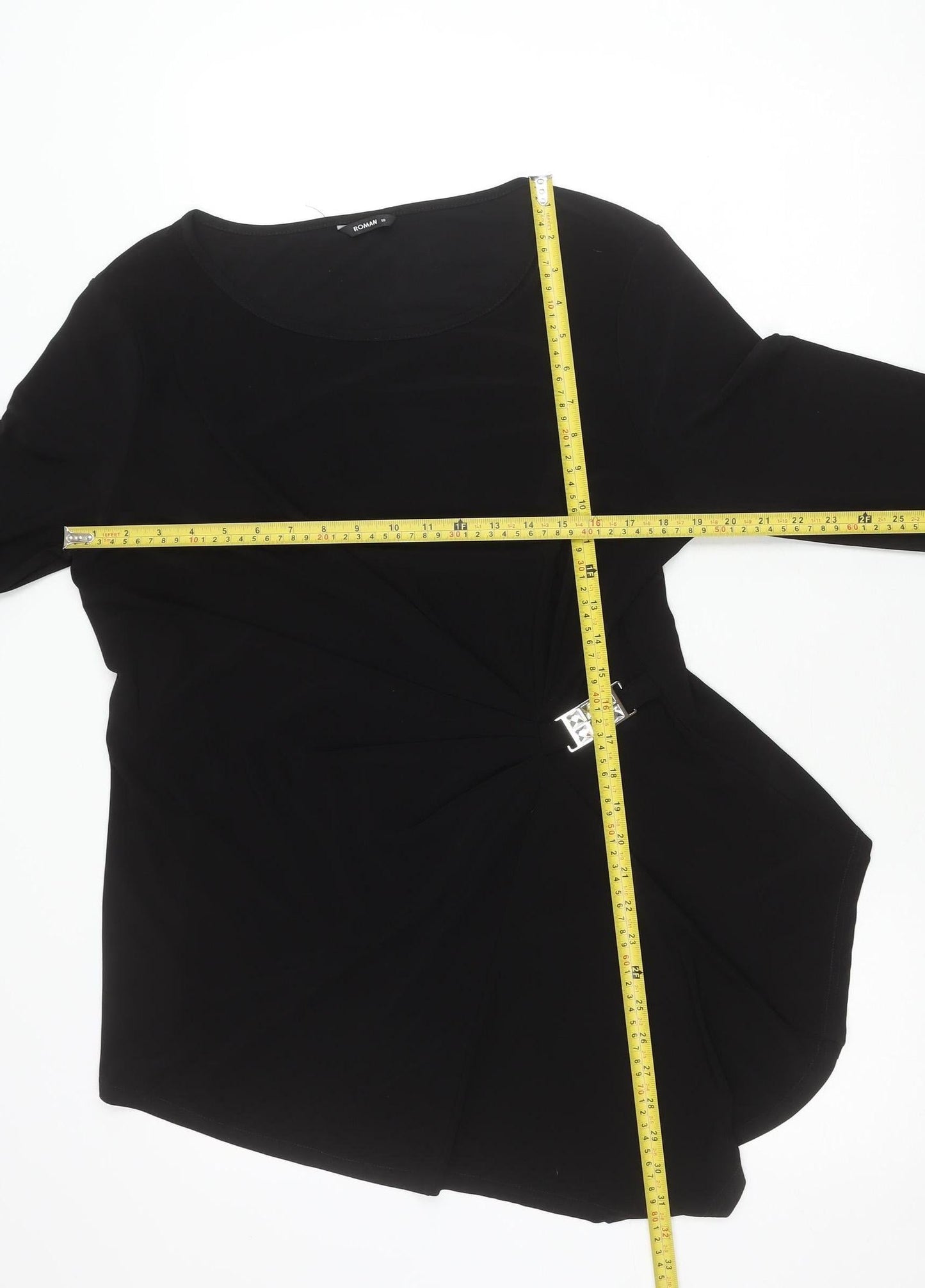Womens UK Size 18 Roman Black Tunic Blouse