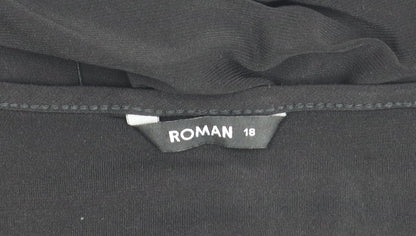 Womens UK Size 18 Roman Black Tunic Blouse