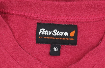 Peter Storm Womens Pink Size 16 Pullover Fleece Sweatshirt V-Neck