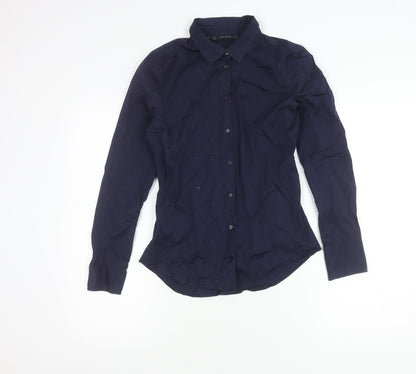 Womens UK Size S Zara Basic Blue Basic Button-Up