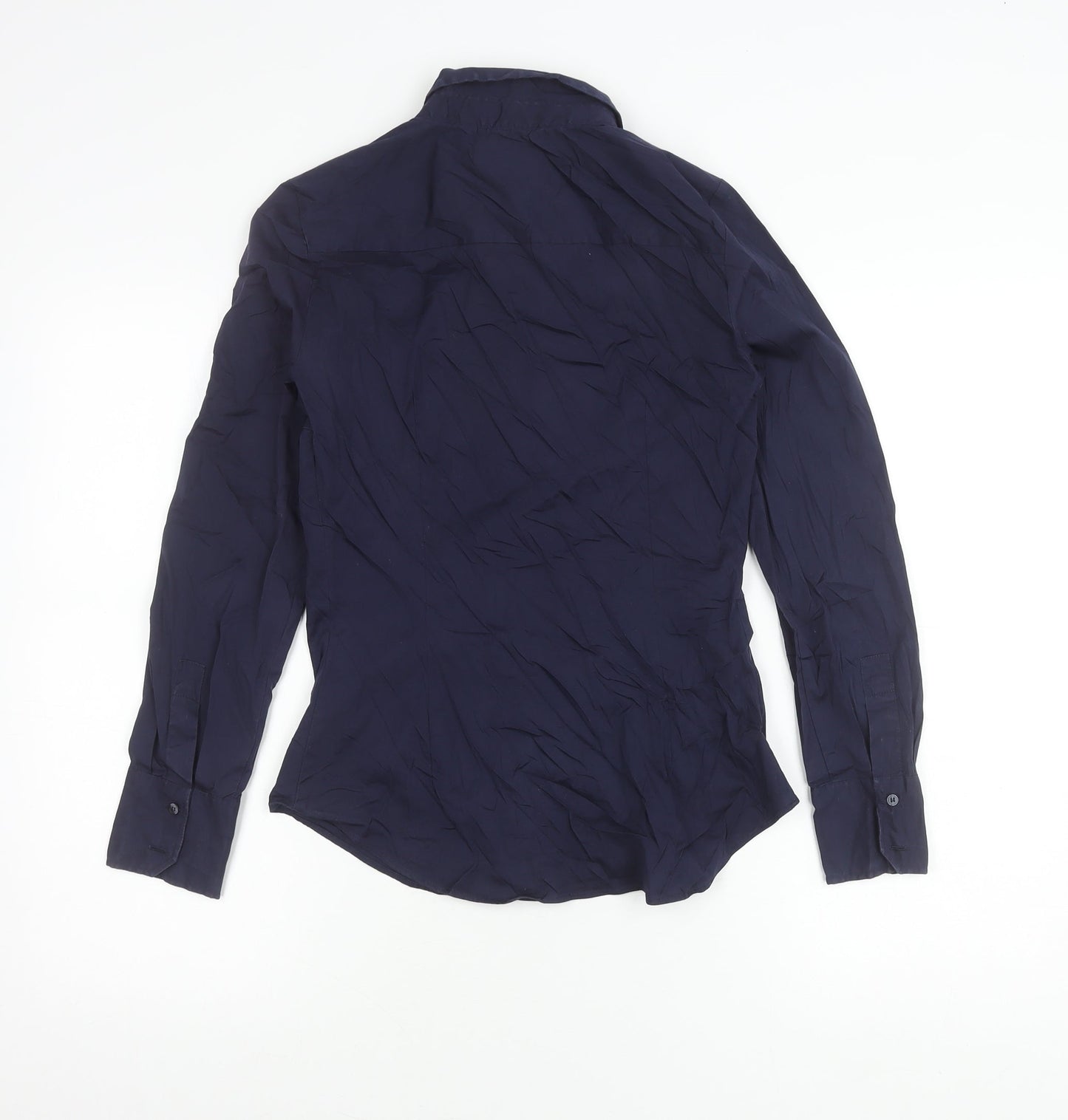Womens UK Size S Zara Basic Blue Basic Button-Up