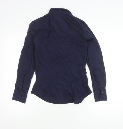 Womens UK Size S Zara Basic Blue Basic Button-Up