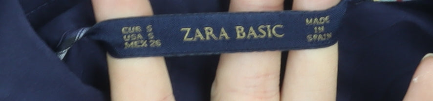 Womens UK Size S Zara Basic Blue Basic Button-Up