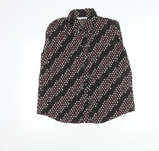 Womens UK Size 16 AMARANTO Black Blouse Button-Up
