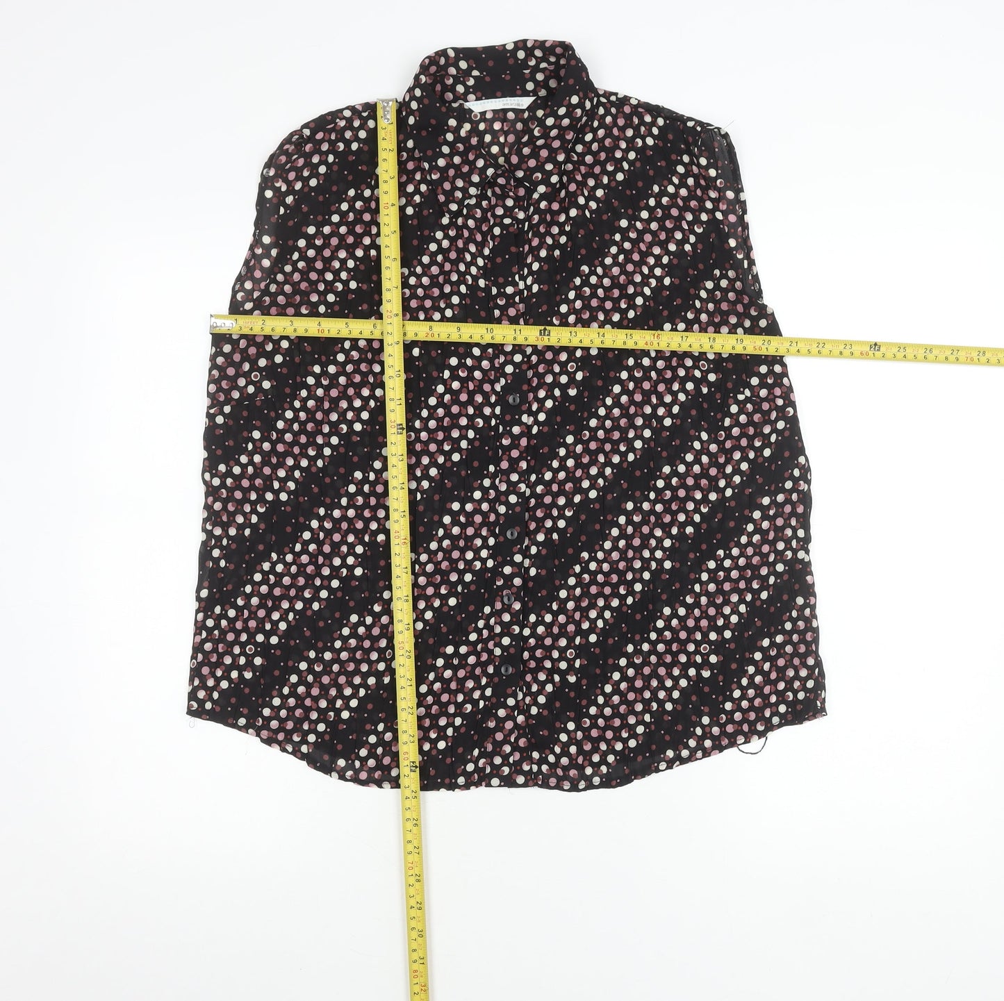 Womens UK Size 16 AMARANTO Black Blouse Button-Up