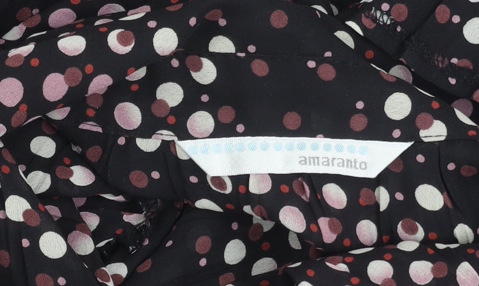 Womens UK Size 16 AMARANTO Black Blouse Button-Up