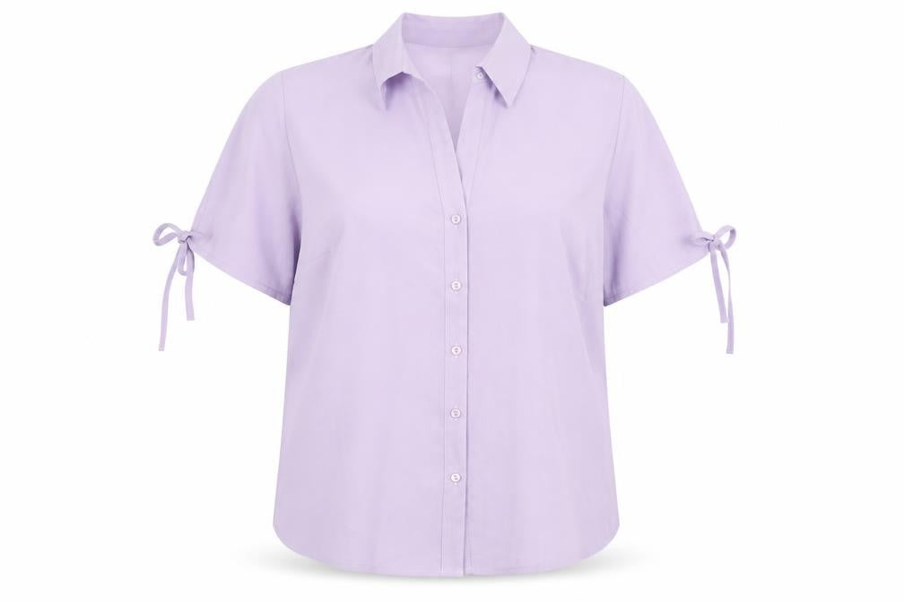 Classics Womens Purple Button-Up Shirt Size 16 Collared Short Sleeve