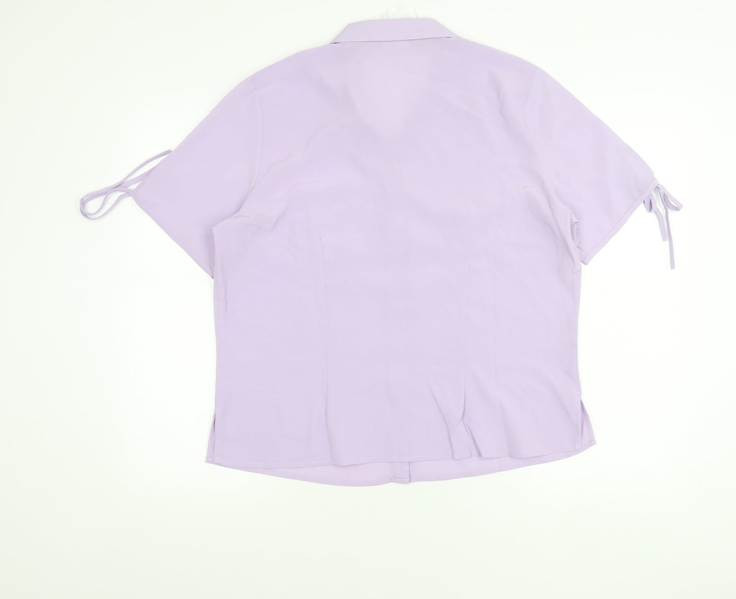 Classics Womens Purple Button-Up Shirt Size 16 Collared Short Sleeve